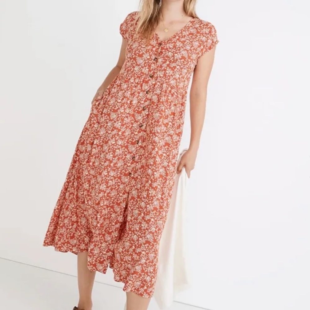 Madewell Button-Front Midi Dress in Piazza Floral